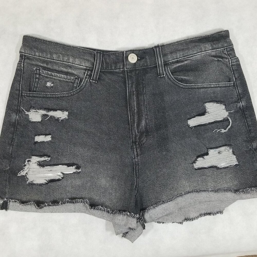So‎ Jeans Shorts Womens Size 15 Junior Denim Mom Short Cut Off Distressed Black